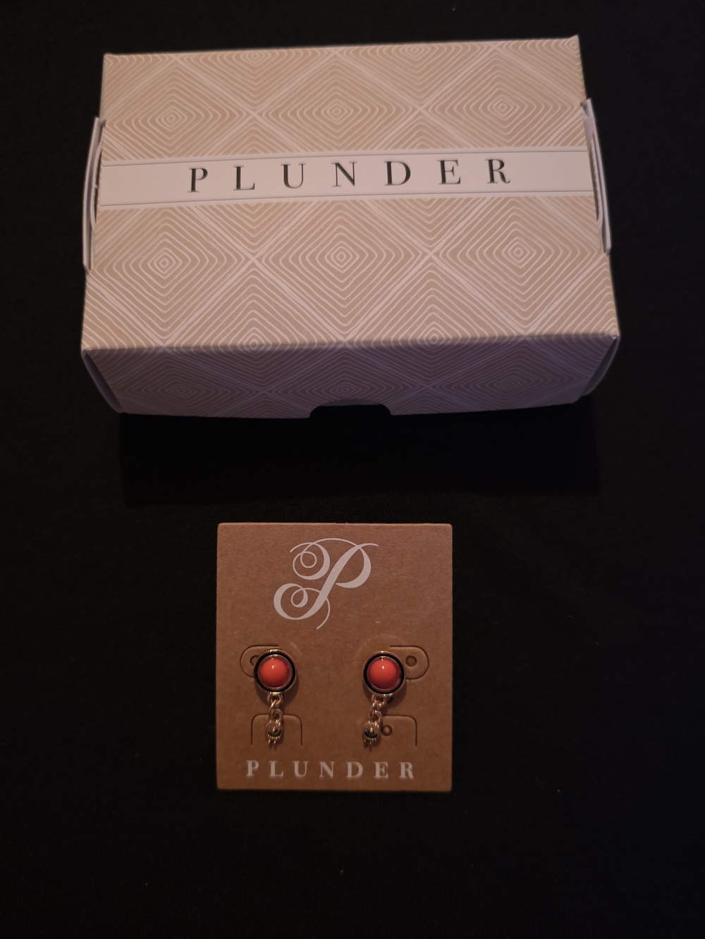 Plunder Coral and Gold Mini Drop Stud Earrings